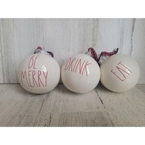 Rae Dunn be merry eat drink ceramic ball ornament Xmas home decor set